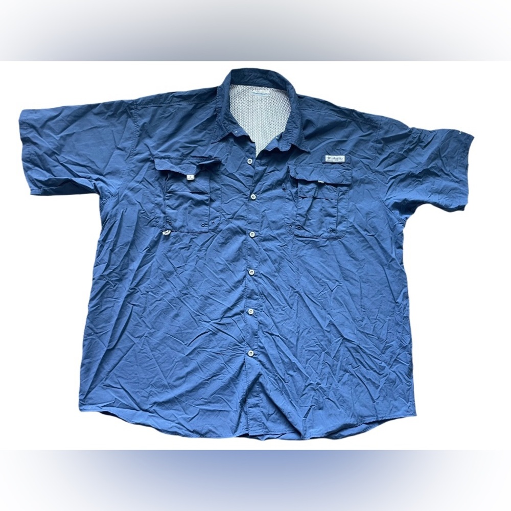 Columbia Men's Big & Tall Blue Fishing Shirt